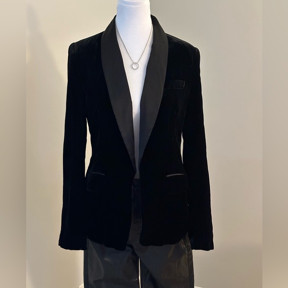 Joie velvet and satin lapel Blazer - Picture 3 of 8